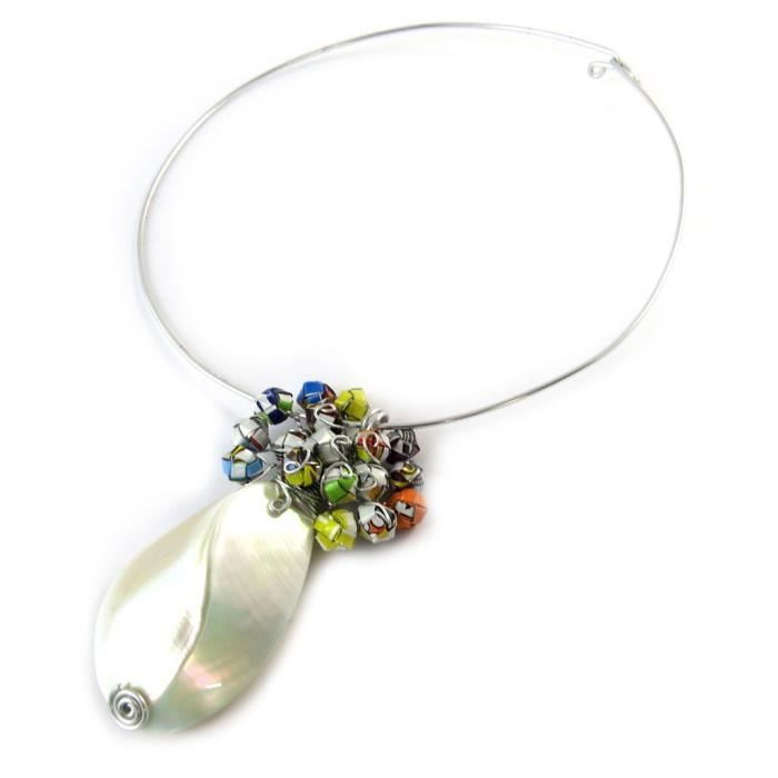 Collier artisanal New Life nacre (fait main) - Les Trésors De Lily [N9543]