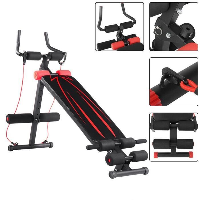 Banc de musculation pliable abdominaux en acier + PU + mousse MAX 250 kg NOIR