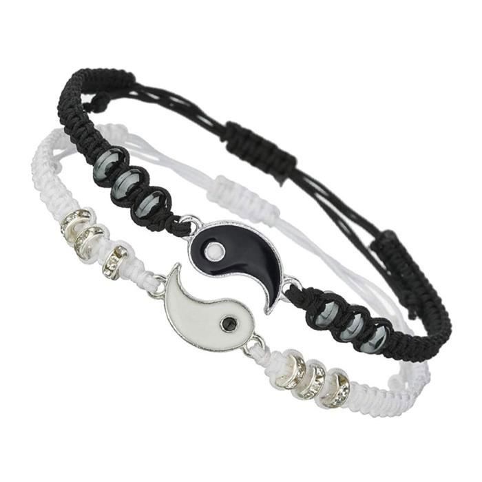 Bracelet d'amitié Réglable Tressé Poignet Chaîne Relations Couples Bijoux Valentines Cadeau 1Pair