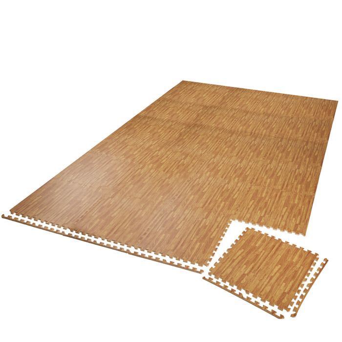Ensemble de 24 Dalles Carrées EVA - Tapis de sol, Sport - imprimé bois