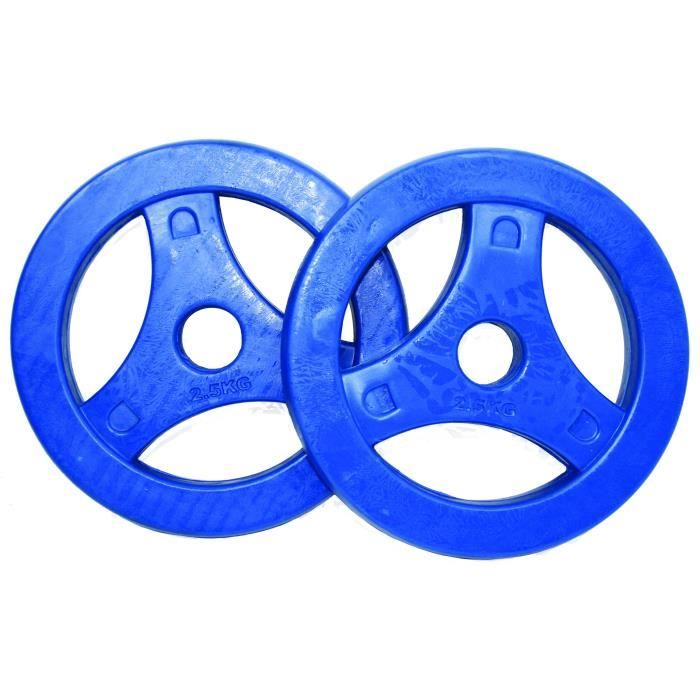 TUNTURI Disque bumper aerobic caoutchouc 2.5kg bleu, la paire