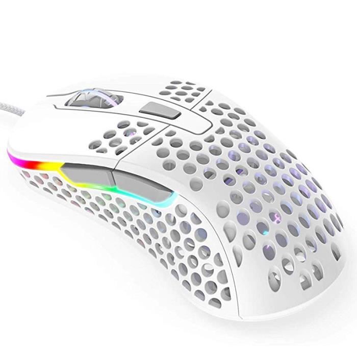 Xtrfy M4 RGB (Blanc) - Souris filaire ultra légère pour gamer - droitier - capteur optique 16000 dpi - 6 boutons - rétroéclairage