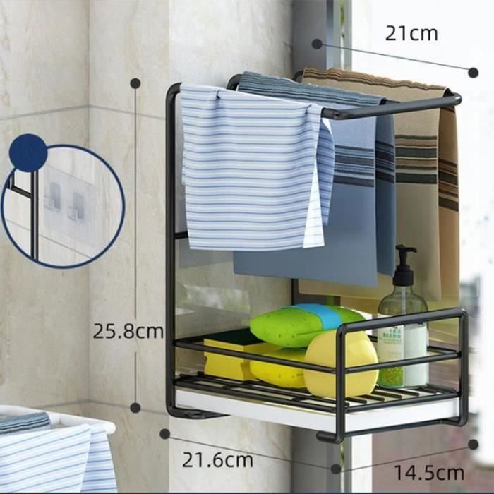 WF27075-ONC Etagère cuisine, Etagère de Rangement Meuble Organisation de Cuisine Salle de Bain Porte-brosse - Noir