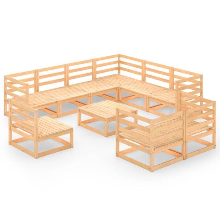 ZJCHAO Salon de jardin - Meuble d'extérieur - 10 pcs Bois de pin massif -LEH 6431