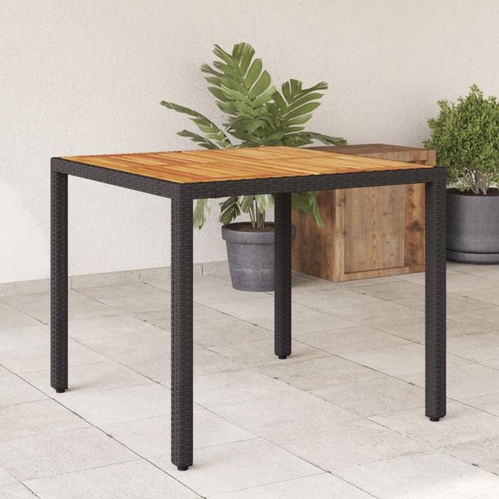 vidaXL Table de jardin Acacia et résine tressée - vue 3