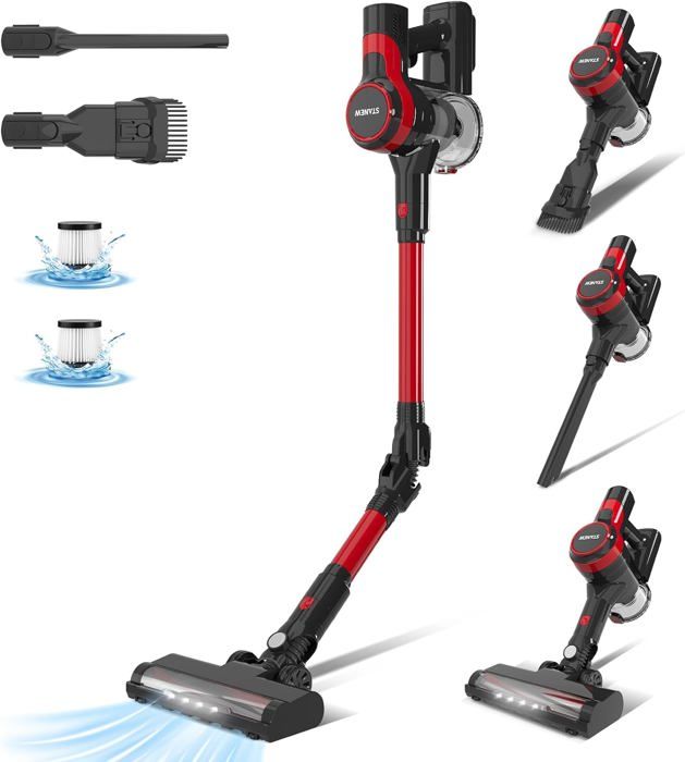 Aspirateur Balai Sans Fil SINCHEREU 30KPa/300W - Autonomie 45 Min, Batterie Détachable - Filtration 5 étapes, Bac 1,2L - Avec Station Murale