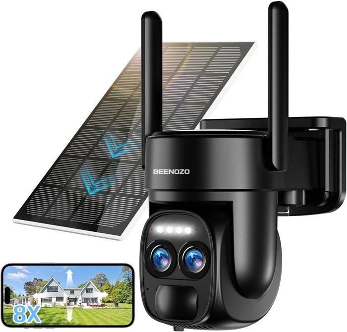 Caméra De Surveillance Extérieure WiFi Double Objectif - 8MP, Panneau Solaire 5W, Batterie 15000mAh | Détection Humaine, Vision Nocturne Couleur - 2