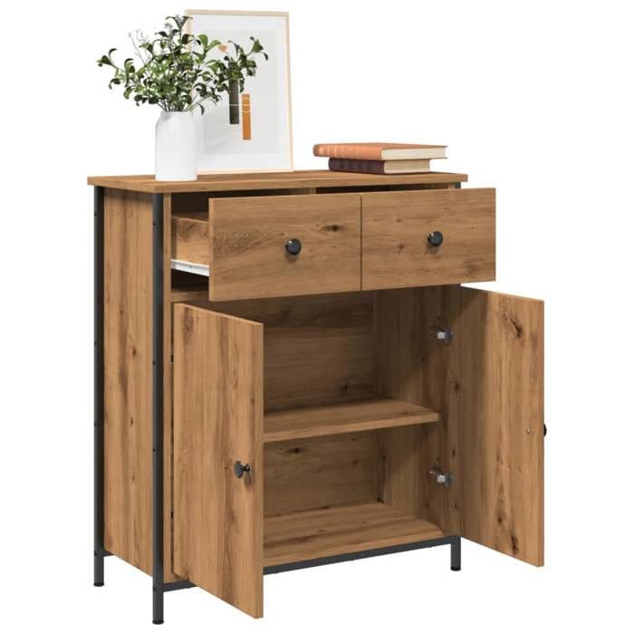 vidaXL Buffet chêne artisanal 70x41x56 cm bois dingénierie meuble buffet armoire de rangement de cuisine armoire de 857471