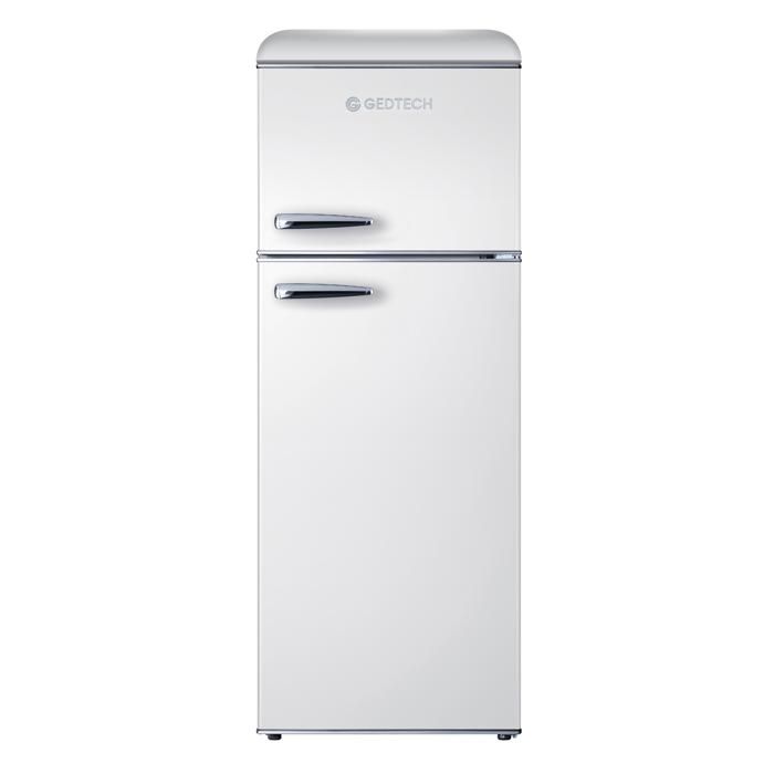 GEDTECH Refrigerateur double-porte vintage GDPV215WH - Congélateur haut - Blanc - Capacité 215L - Faible conso