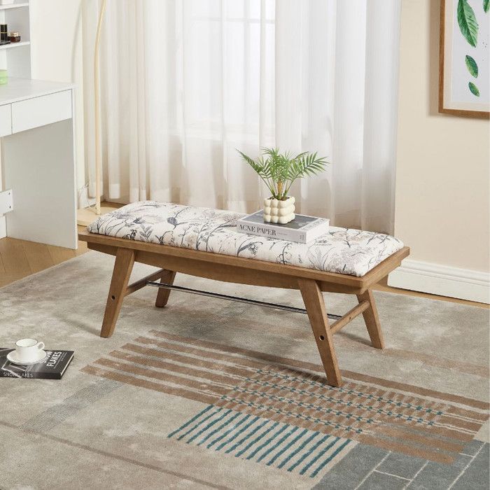 chairus Banc à Entrée Design Ottoman en Lin Banc de Rangement Vintage Banquette dentrée et Pouf Bout de Lit pour Chambre Beige
