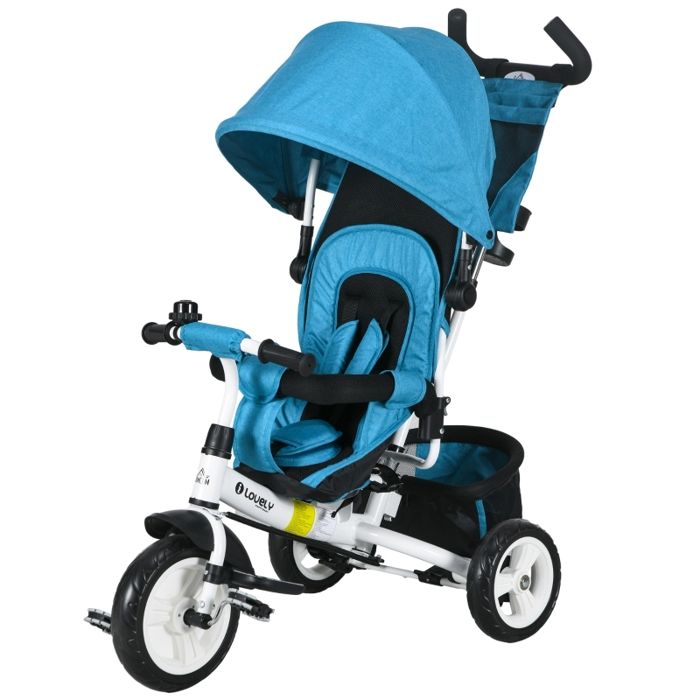 HOMCOM Tricycle 4 en 1 pour enfants, tricycle pour bébé avec poignée de