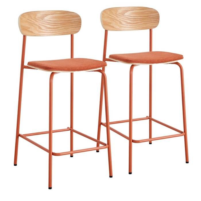 Lot de 2 chaises hautes en bois orange Lexy - Oviala