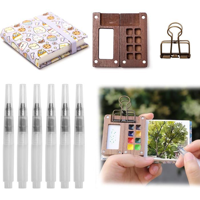 Lot 2 Mini Boîtes Aquarelle Vide 12/24 Compartiments + Pinces + Pot à Huile – Palette Voyage Métal Portable