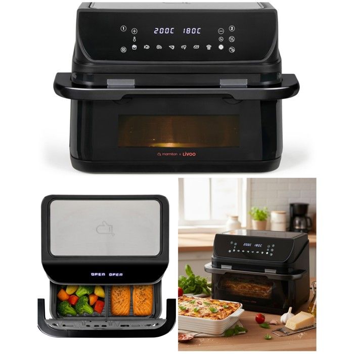 Friteuse - LIVOO - Friteuse Double Numérique Marmiton - AIR FRYER - 10 L - 2400 W - Livoo