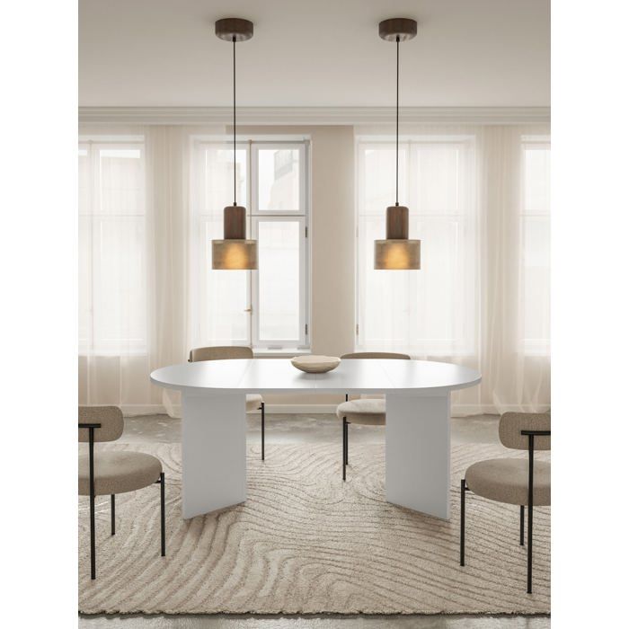 Table à manger ronde – OVO – Blanc – Extensible – 110–190×110 cm