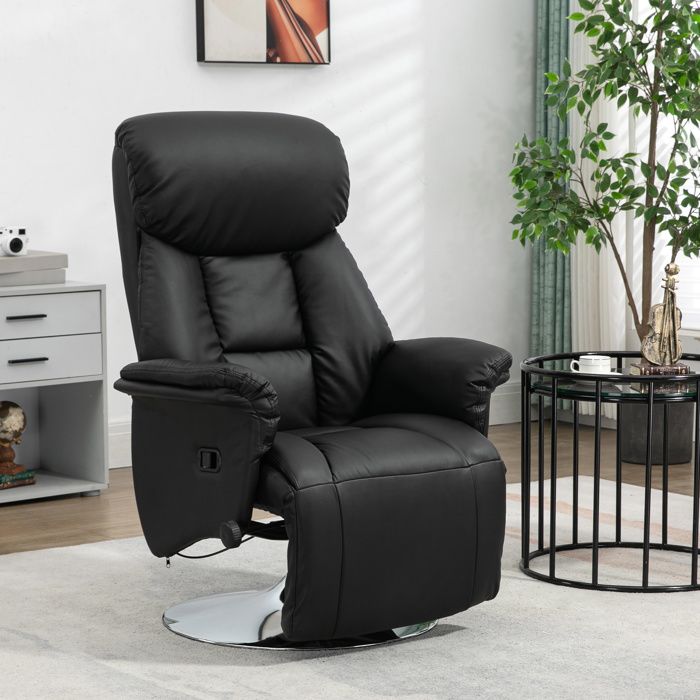 Fauteuil de relaxation inclinable pivotant repose-pied réglable jusquà 150 kg pour salon chambre home cinéma noir
