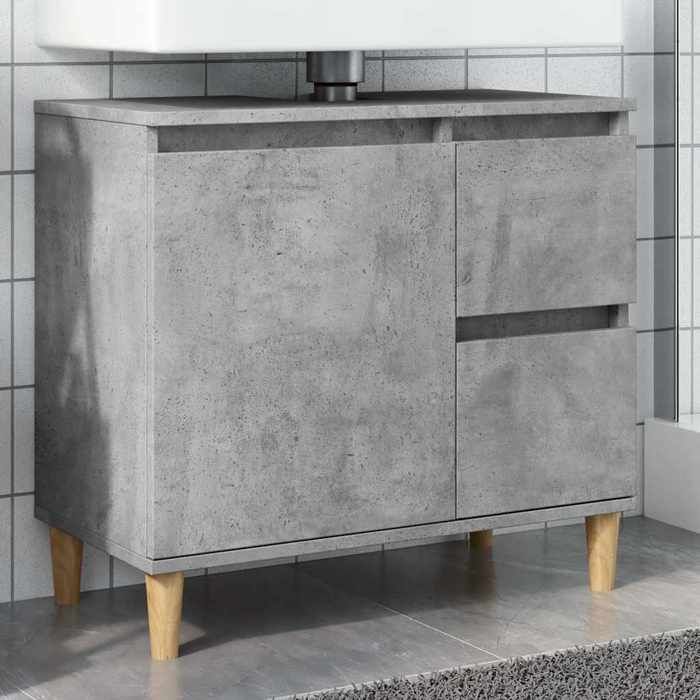 SALE 2026 Armoire de salle de bain Gris - Armoire dévier gris béton 65x33x60cm - bois dingénierie PRO909539155