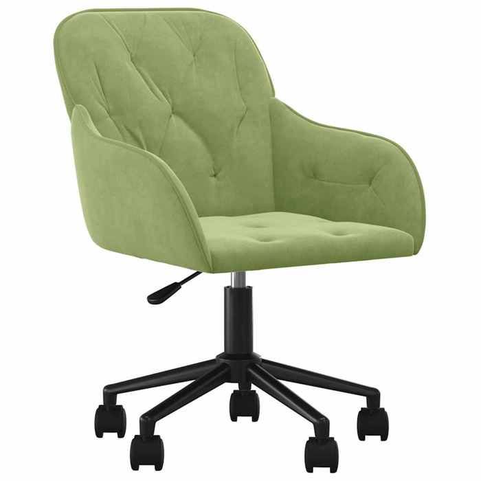 Fauteuil de bureau pivotant en velours - CLARENCE - Vert clair - 56x61x(78-86) cm - Hauteur réglable - Pivotement 360°