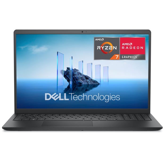 Dell 15 Ordinateur Portable DC15255 – 15 6" FHD 120Hz AMD Ryzen 7 RAM SSD AMD Radeon Graphiques Webcam HD Windows 11 Home Clavier AZERTY