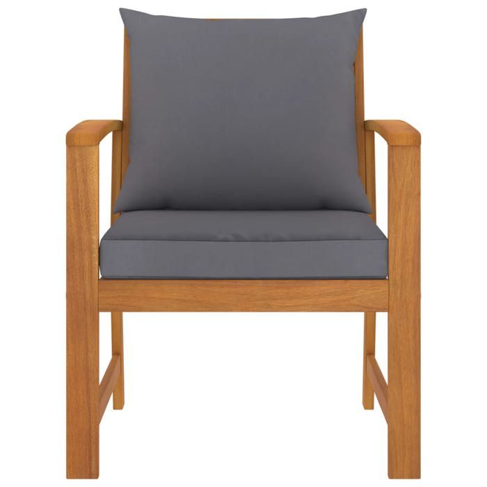 Sales SeasonChaises de jardin（lot de 2）- SHIELD - Fauteuil/Siège de jardin - avec coussin gris foncé Bois acacia 6034225