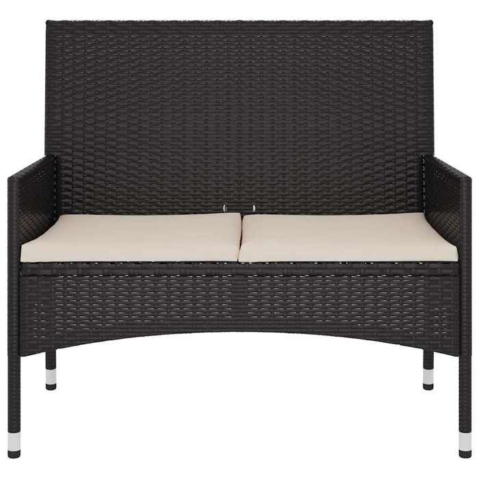RebaisBanc de jardin 1 PC - SWEETY - Banquette de repos - à 2 Places avec Coussins Noir - Résine tressée - 1/2 personnes LH1346653