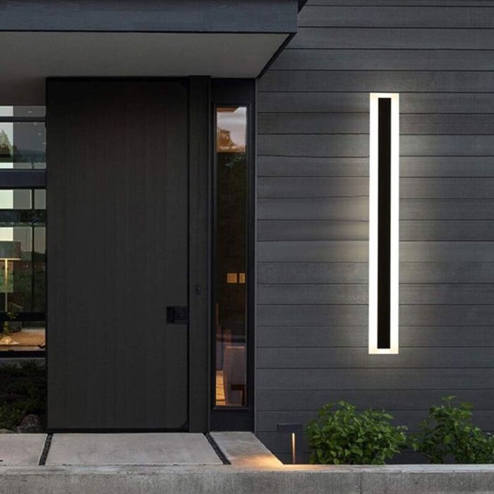 Patio Applique Extérieur LED Étanche à Lextérieur Mur Lumière Lumières de Jardin Métal Moderne IP44 BlancNoir40cm [Classe énergé