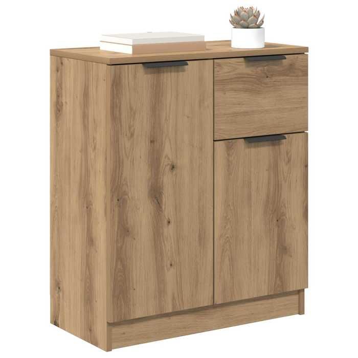 Buffet bahut - vidaXL - bois dingénierie - chêne artisanal - 2 portes - 1 tiroir - avec poignées - 60 x 30 x 70 cm 13sau96h