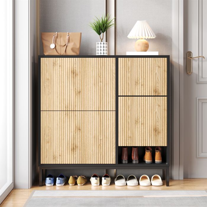 Armoires à chaussures avec vestiaires étagères à chaussures pliantes à plusieurs niveaux et espace de rangement ouvert 100x100x25cm