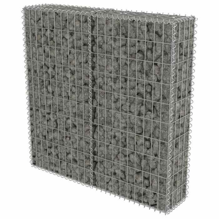 6064 Mur à gabion avec couvercles - vidaXL - acier galvanisé - argenté - 100 x 20 x 100 cm - fil 35 mm - Facile à assembler9.7 kg