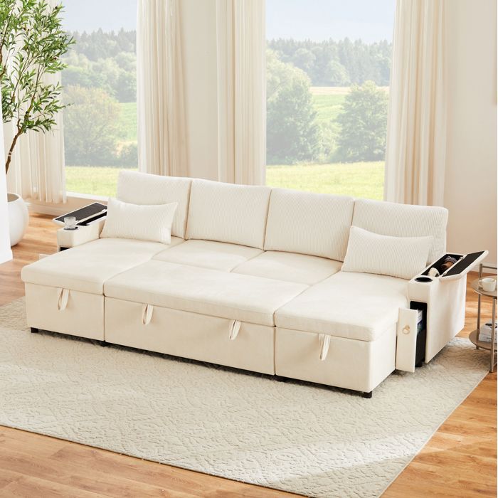 Canapé d’angle en U convertible beige Sapgaks de 272 cm, ASIN B0GCK61G6L