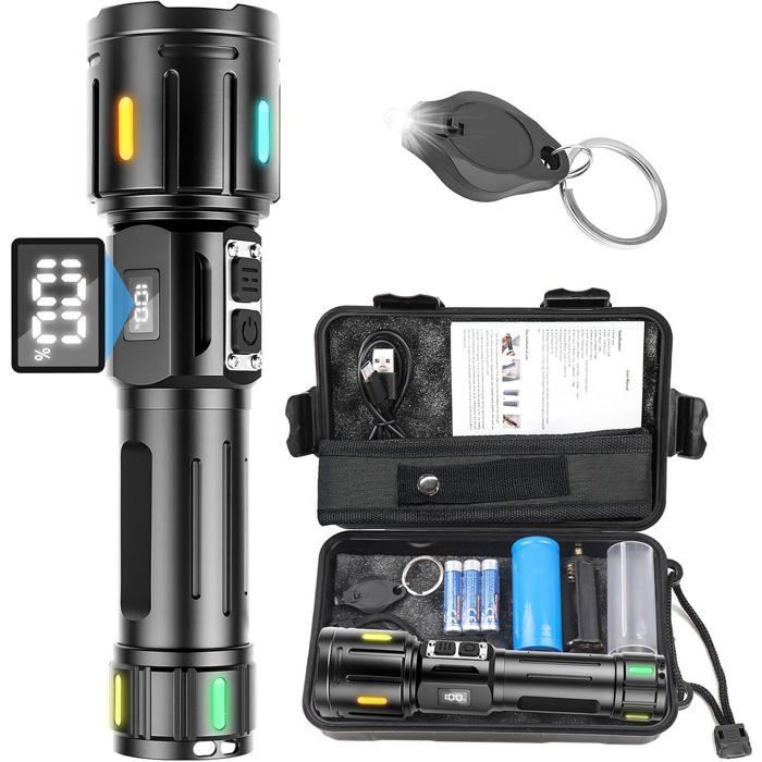 lampe LED Rechargeable 500000 lumenspoche Puissant Tactique Haute LumièreSuper LumineuxRechargeable Type-CPour Camping