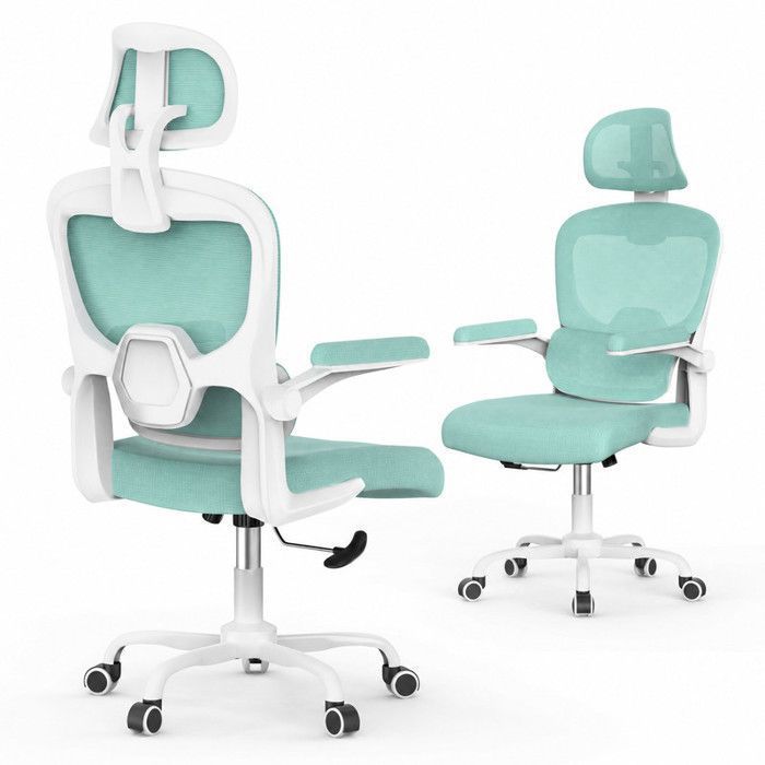 Fauteuil de bureau chaise avec appui-tête Ergonomique avec support lombaire Hauteur Réglable Vert