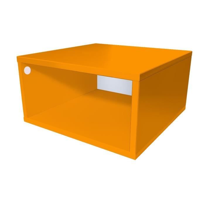 cube de rangement bois largeur 50 cm - couleur - orange, dimensions - 50x50