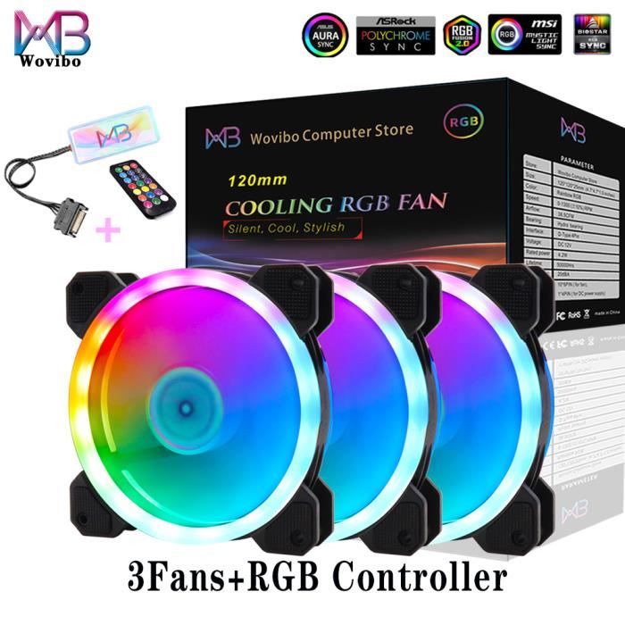 Ventilateur PC 12cm RGB 6 Pins Avec Télécommande - Pour Boîtier Ou Radiateur - Neuf