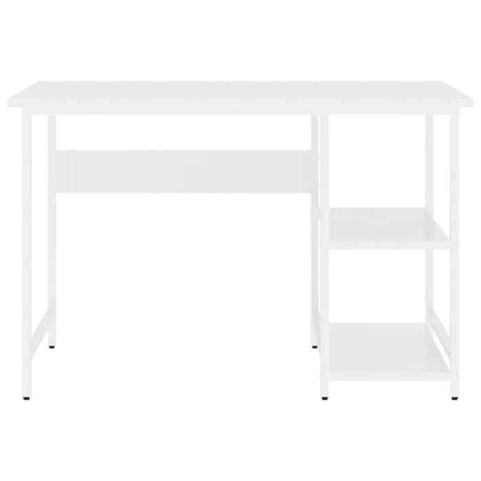 Bureau dordinateur - AKOZON - Blanc - MDF et métal - 105x55x72 cm - Style industriel