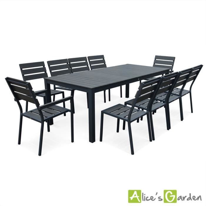 Salon De Jardin Monaco En Bois Composite Et Aluminium Table 220cm 8 Chaises Et 2 Fauteuils Structure Grise Anthracite Polywoo Achat Vente Ensemble Table Et Chaise De Jardin Monaco 220cm Gris Cdiscount