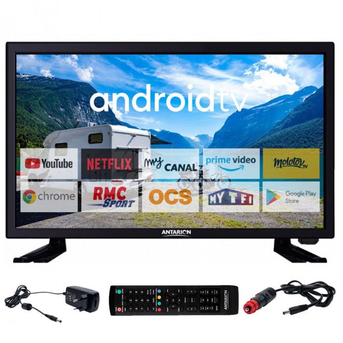ANTARION TV LED 22"" 55cm T&eacute;l&eacute;viseur FULL HD ANDROID Bluetooth Smart TV Camping Car