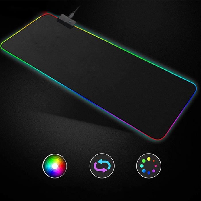 RVB Grand coloré clavier LED d'éclairage tapis de jeu tapis de souris