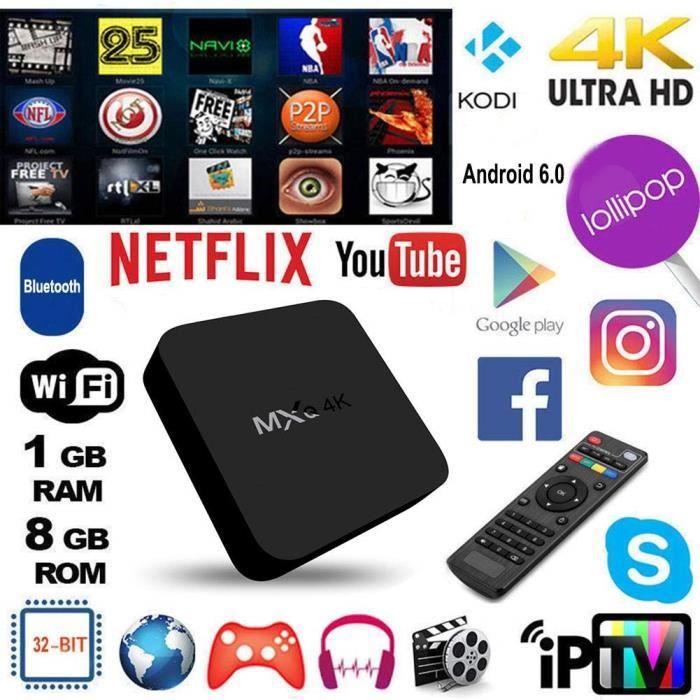 MXQ 4K QUAD CORE SMART BOX 1G+8G