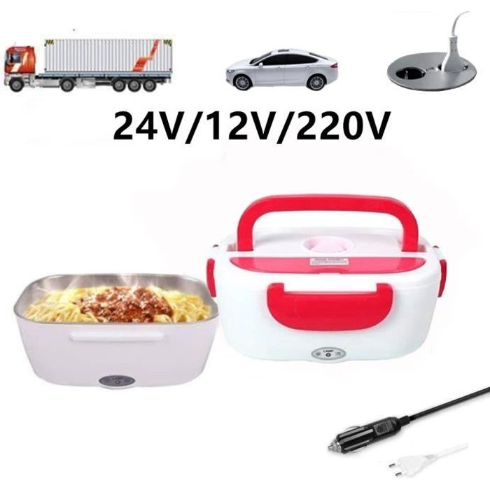 Boîte à Déjeuner électrique 3-en-1 Ihakkason 80W - Gamelle Chauffante 1,8L Acier Inox - 220V/12V/24V - Idéale Voiture, Camion, Bureau