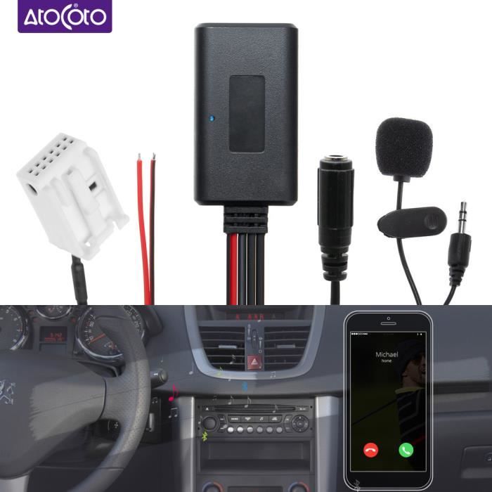 Bluetooth 5.0 Kit Voiture Microphone Mains Libres Câble Adaptateur pour Peugeot RD4 Citroen Radio Récepteur Entrée Audio