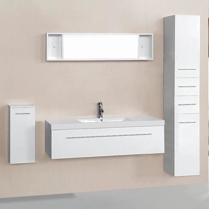 Meuble De Salle De Bain Agathe 1 Vasque 1 Miroir 1 Colonne Blanc Cdiscount Maison