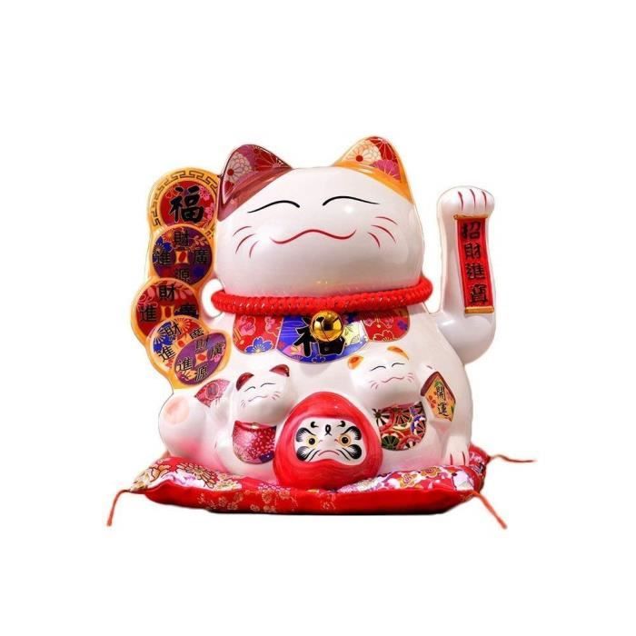 Objets De Decoration Maneki Neko A Bras Mobile Chat Chinois Porte Bonheur En Porcelaine Feng Shui Porte Dore Blanc 3 Cdiscount Maison