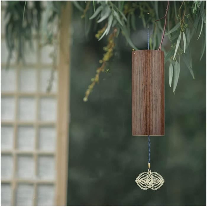 Carillon à Vent Extérieur Hixingo En Bois Bambou - Décoration Suspendue Mobile Pour Jardin Terrasse Chambre (Bambou 2,62cm)