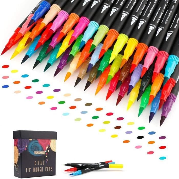 Set De 72 Feutres à Alcool ZENO Double Pointe (fine + Pinceau) - Pour Coloriage Adulte, Manga, Aquarelle - Avec Malette