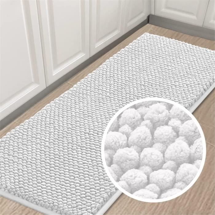Tapis de bain antidérapant en chenille douce et absorbante, lavable en machine, séchage rapide, confortable, durable, très confortable - Turquoise - 43 x 60 cm