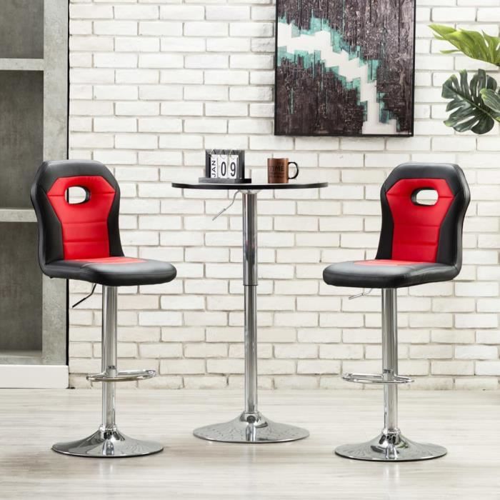 chaise de bar - tabouret haute de bar contemporain - chaise haute 41 x 49 x (96-116,5) cm rouge similicuir❤☆❤3648