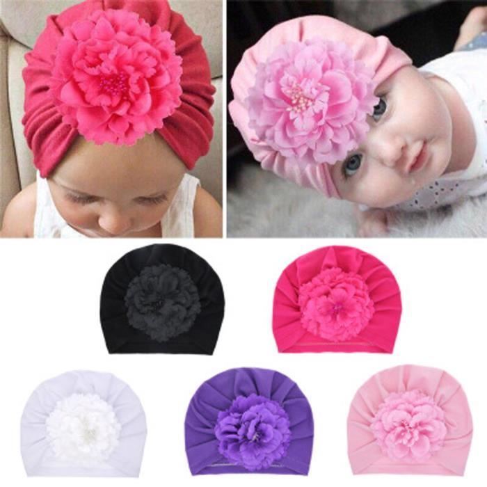 ROSE - Bonnet Fleur pour Bébé Fille Nouveau-né Accessoire de