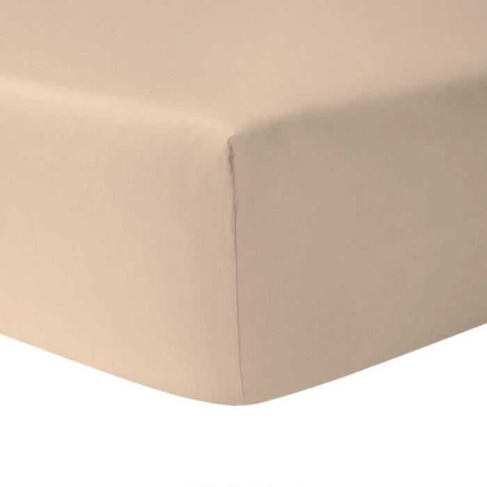 DUBLANC Drap Housse 180 x 200 cm IVOIRE.
