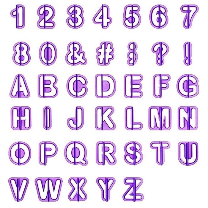 40pcs emporte pièce lettres alphabet nombre découpoirs pour décoration pâte à sucre, biscuit, gâteau